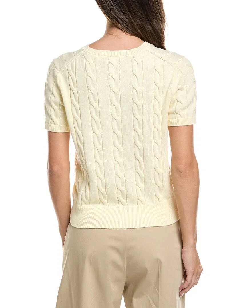 Brooks Brothers Womens Cable Crew Short Sleeve Sweater - Image 2