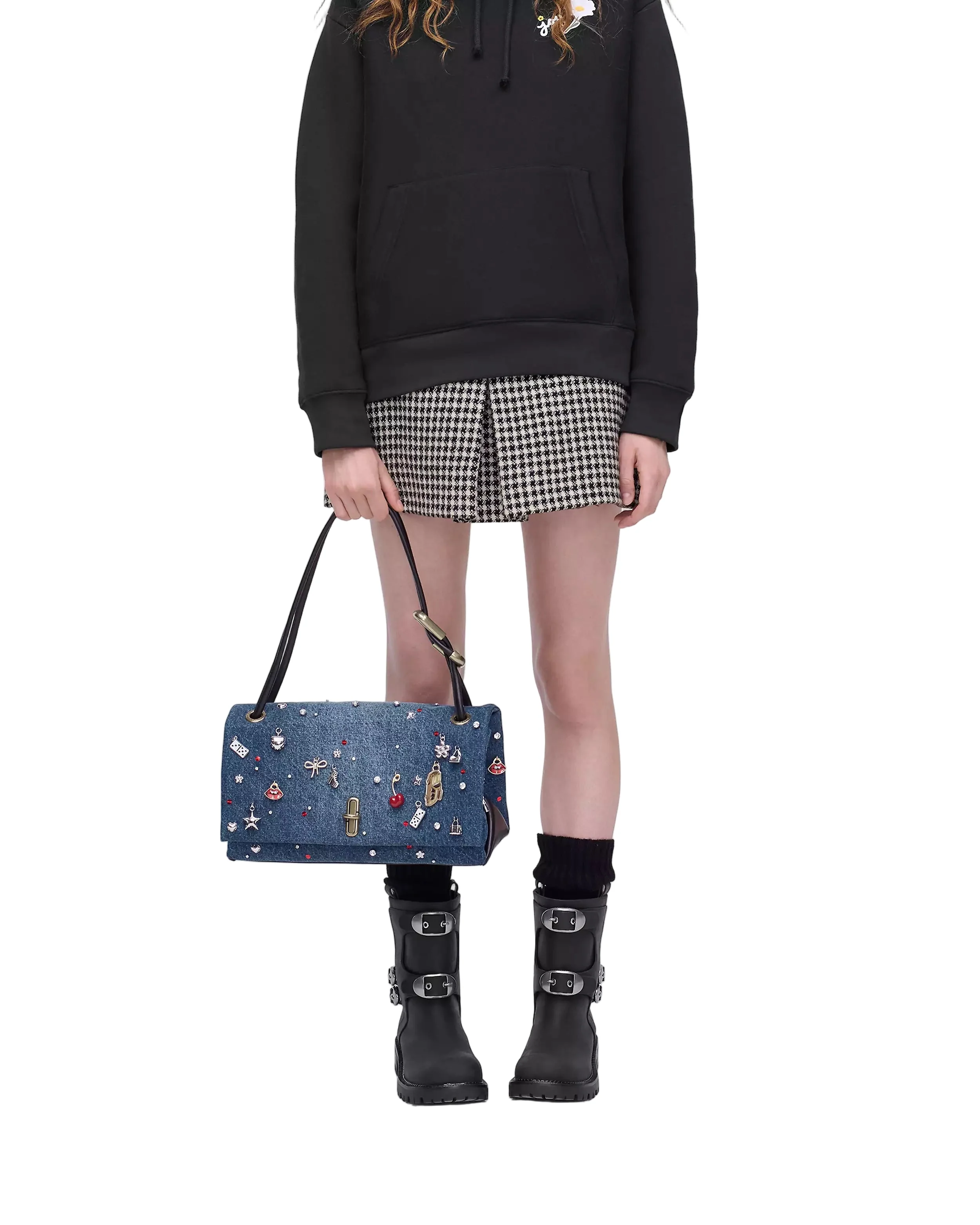 Marc Jacobs The Trinket Charm Denim Large Dual Shoulder Handbag - Image 7