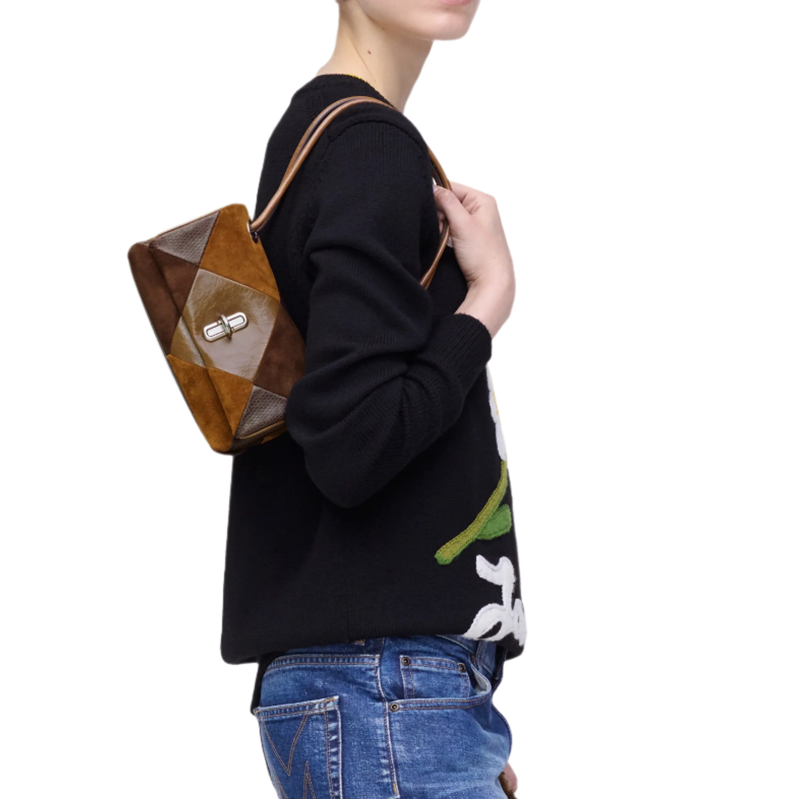 Marc Jacobs The Suede Patchwork Mini Dual Shoulder Handbag - Image 6
