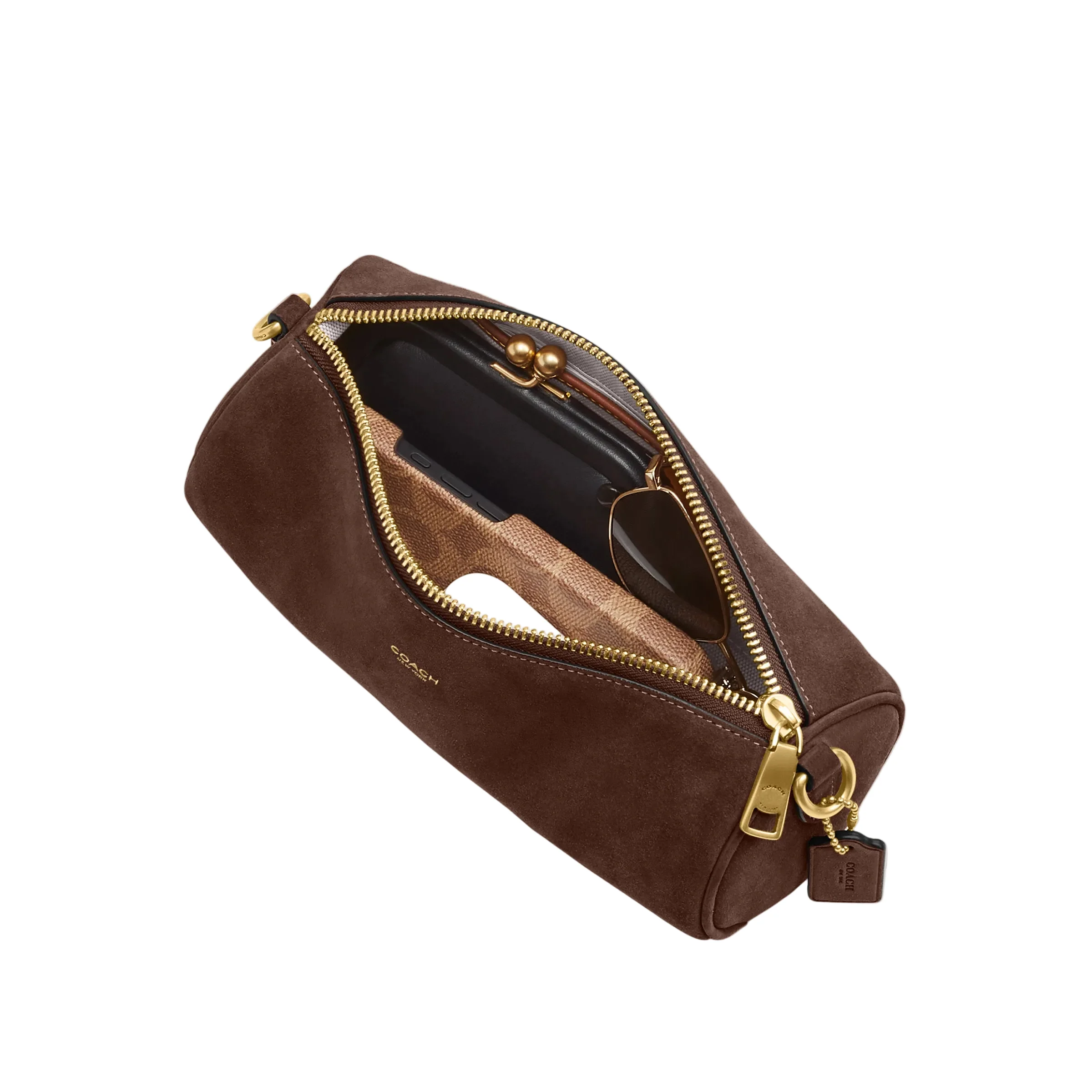 COACH Suede Barrel Shoulder Handbag - Image 4