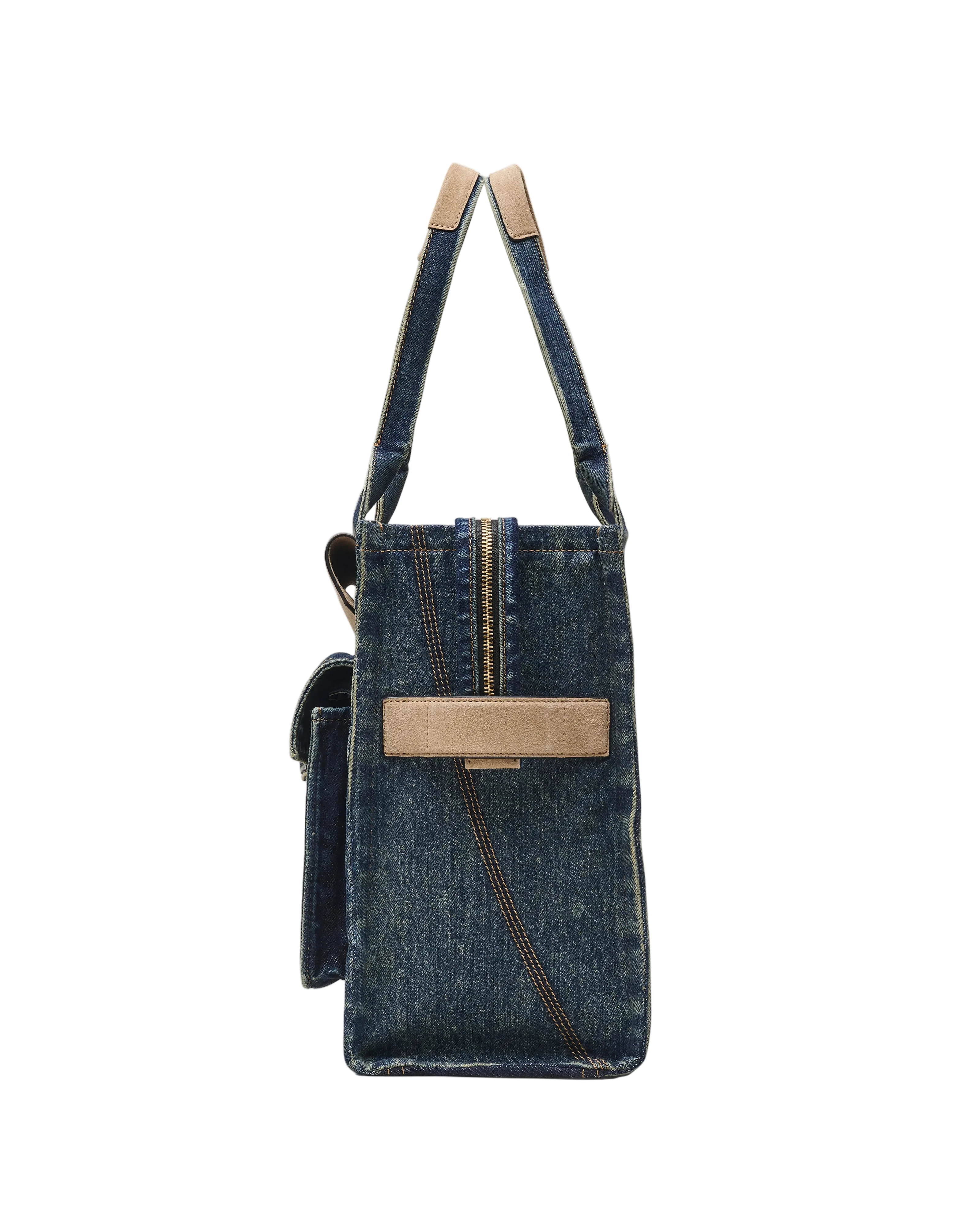 Marc Jacobs The Denim Suede Large Cargo Tote Handbag - Image 3