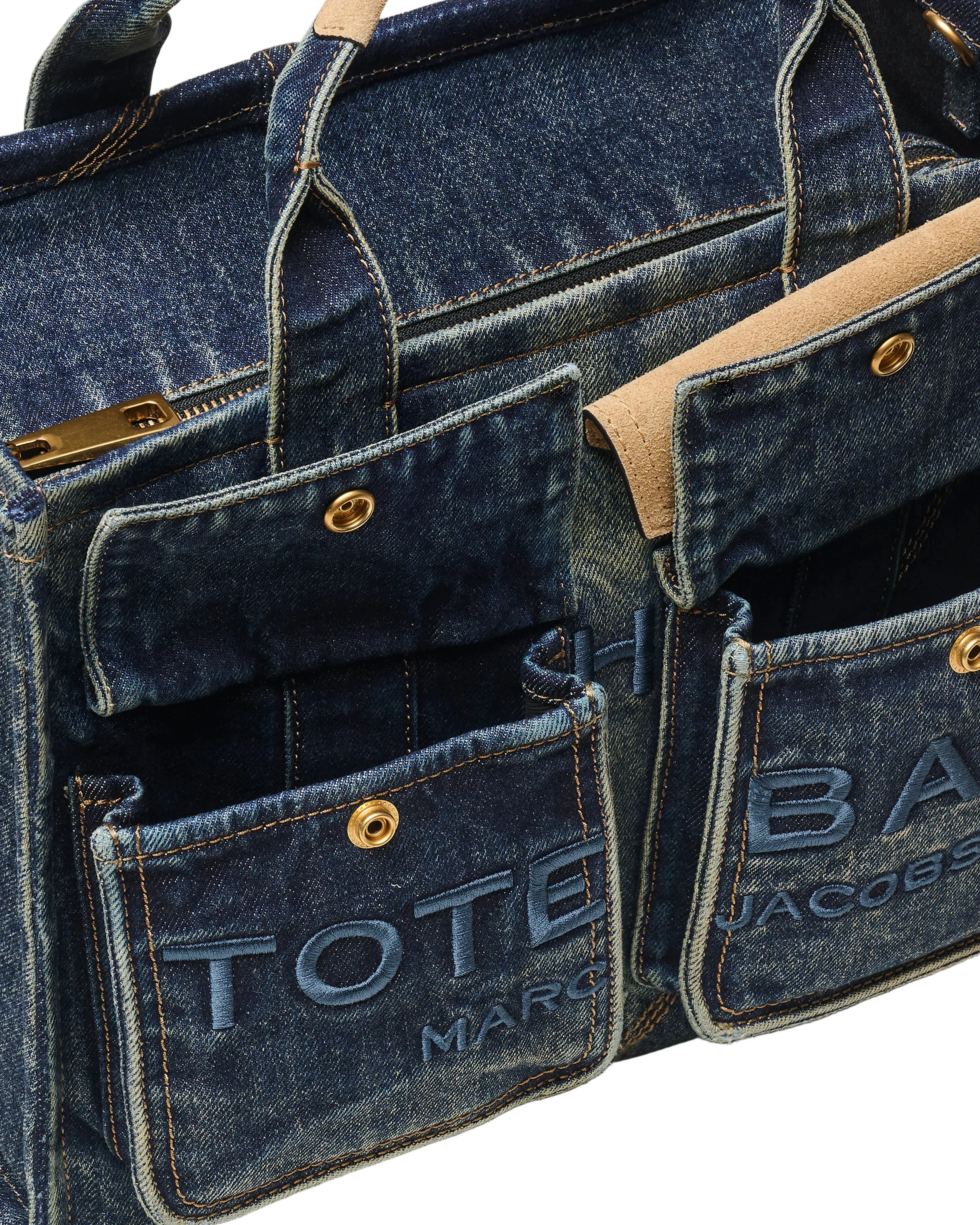 Marc Jacobs The Denim Suede Medium Cargo Tote Handbag - Image 6