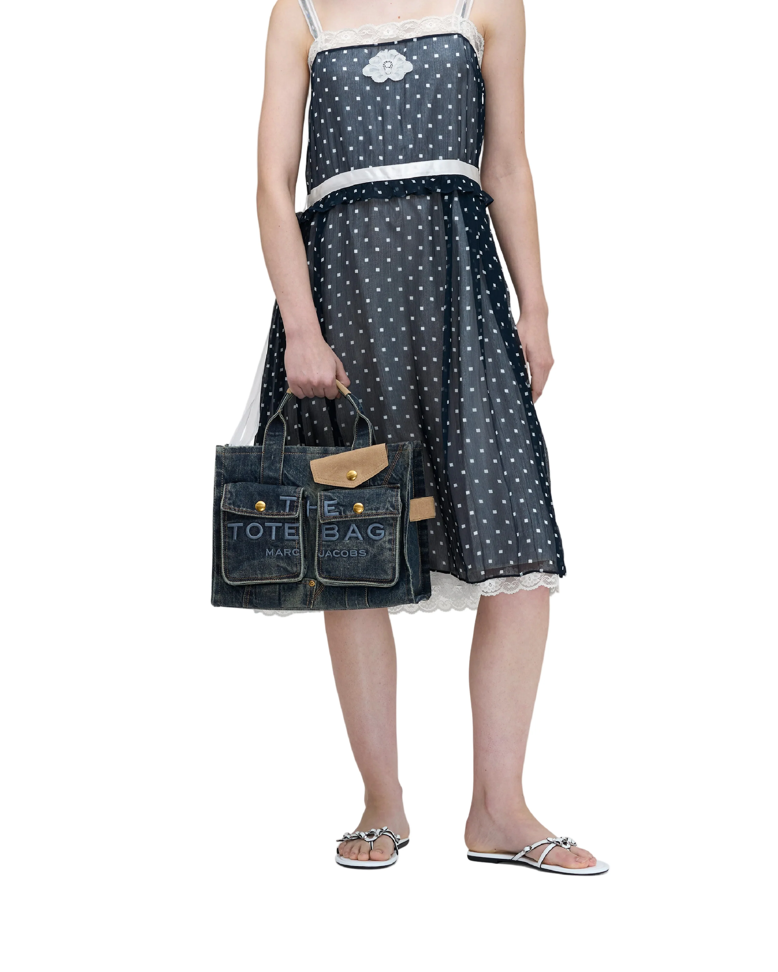 Marc Jacobs The Denim Suede Medium Cargo Tote Handbag - Image 8