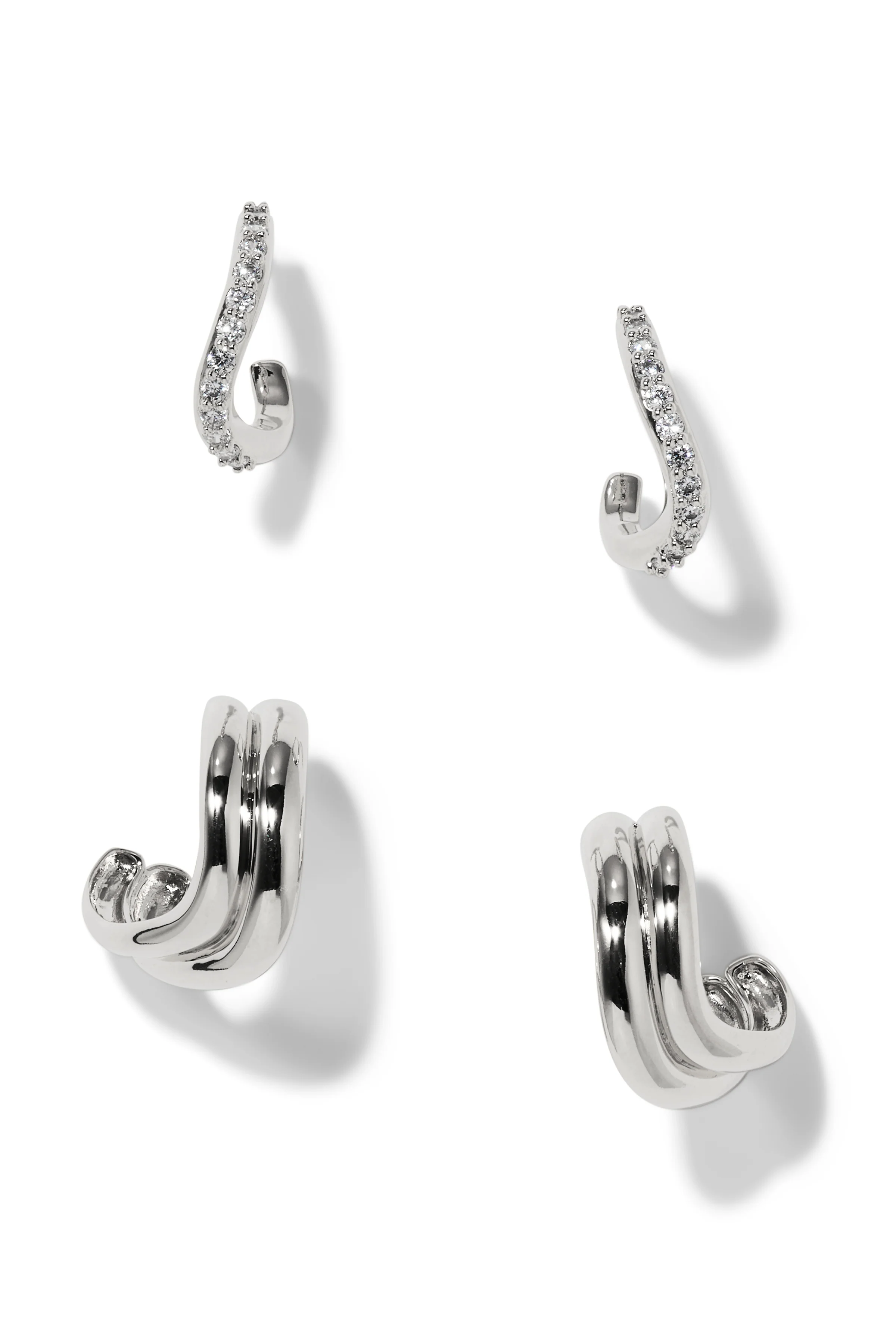 Nadri Wavy Hoop Earrings - Set Of 2
