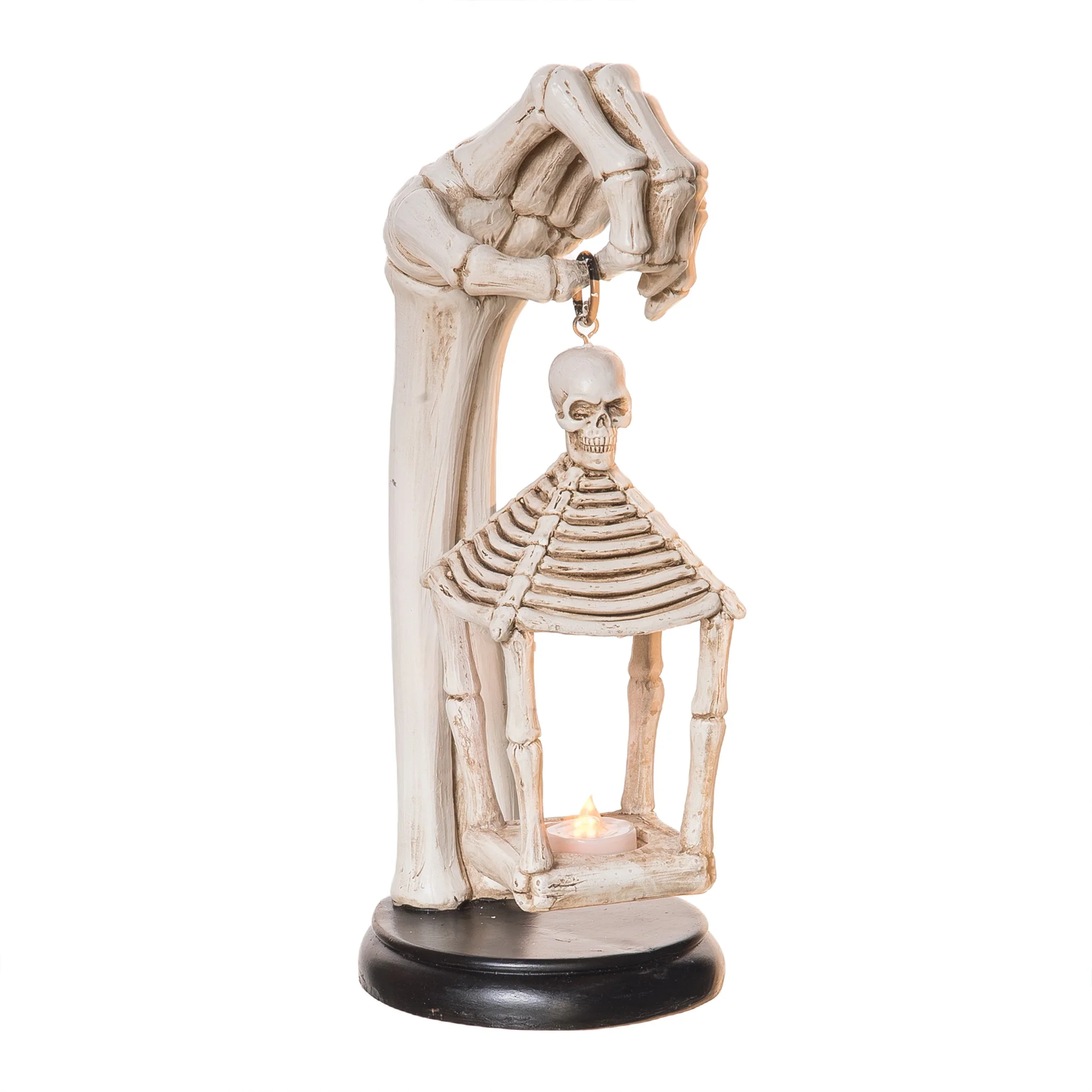 Transpac Resin Light Up Creepy Skeleton Lantern Decor - Image 2