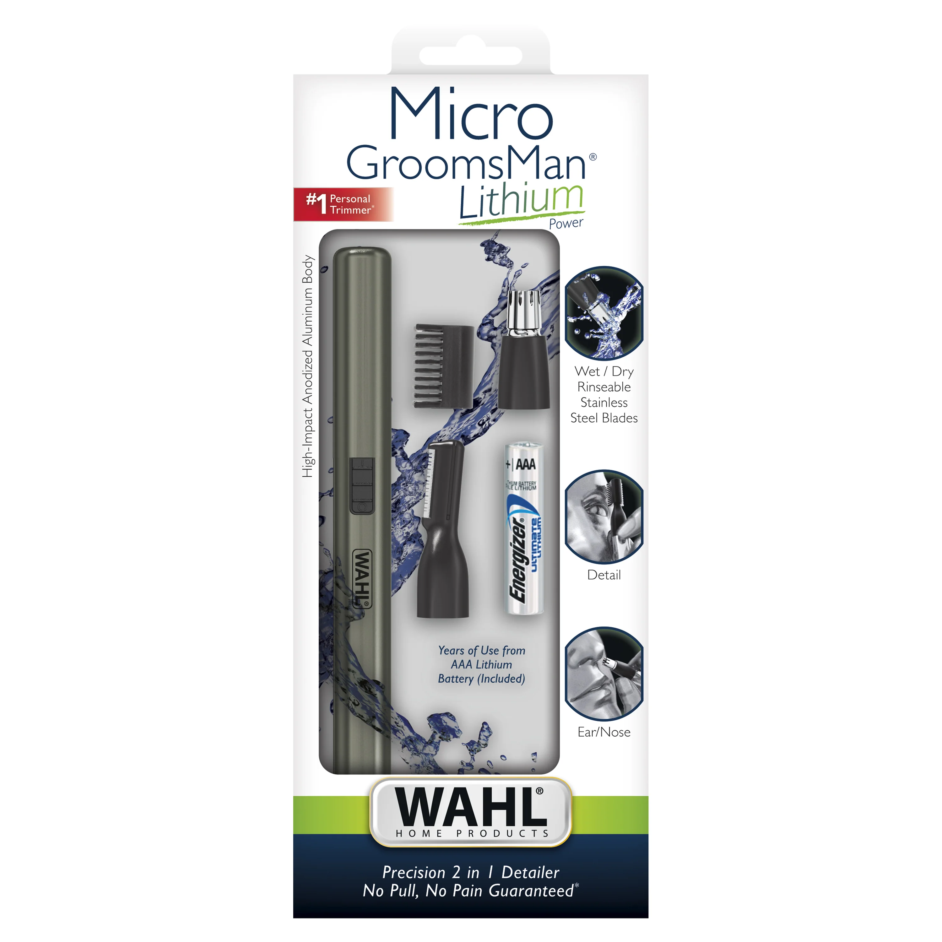Wahl Lithium Ion Groomsman 2-in-1 Cordless Battery Eyebrow and Nose Trimmer - Image 5