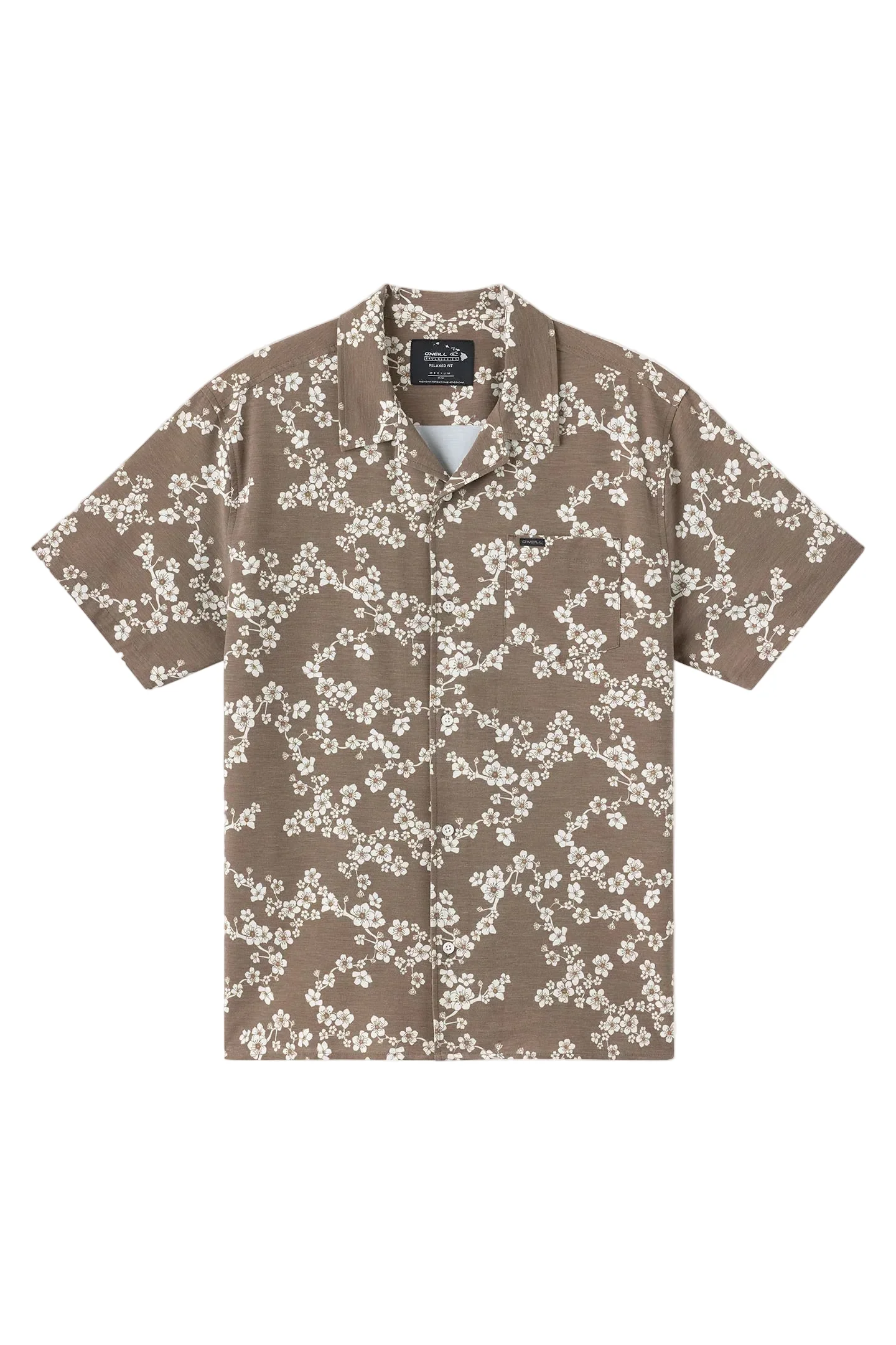 O'Neill Mens TRVLR UPF Traverse Hawaii Button Down Short Sleeve Shirt