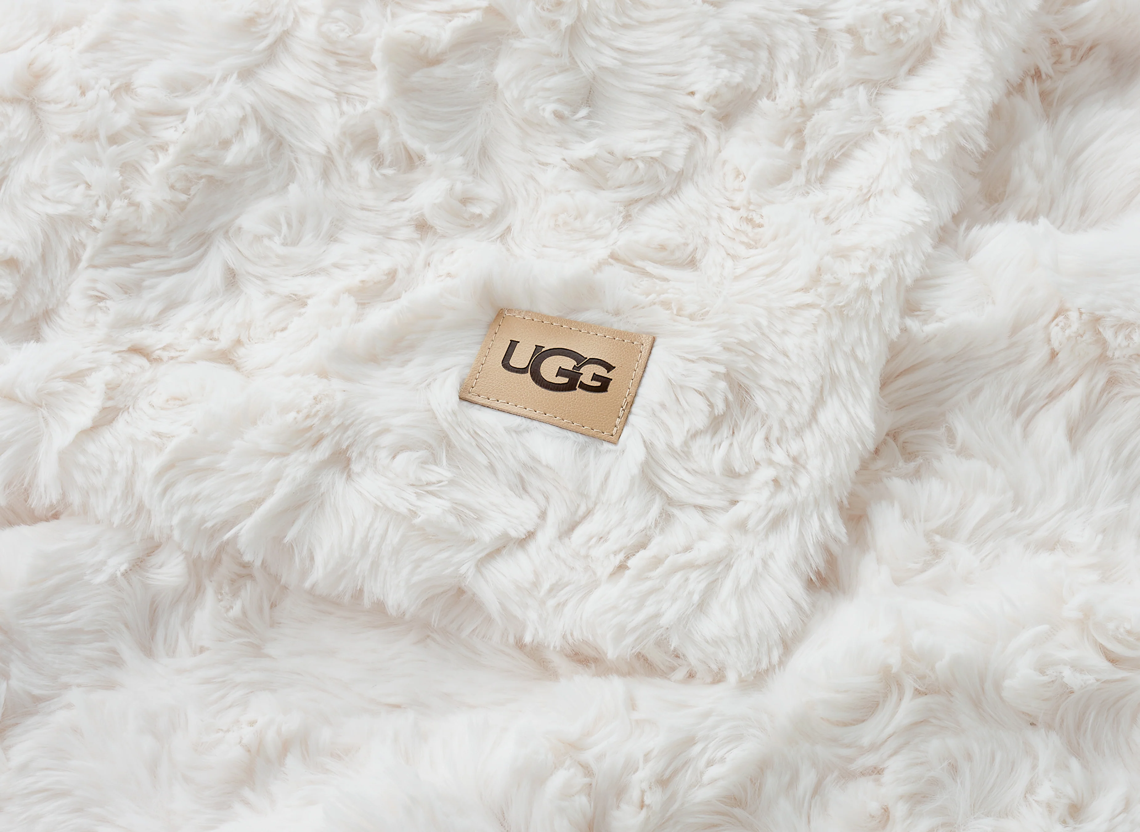 UGG Adalee Faux Rabbit Fur Throw Blanket - Natural - Image 2