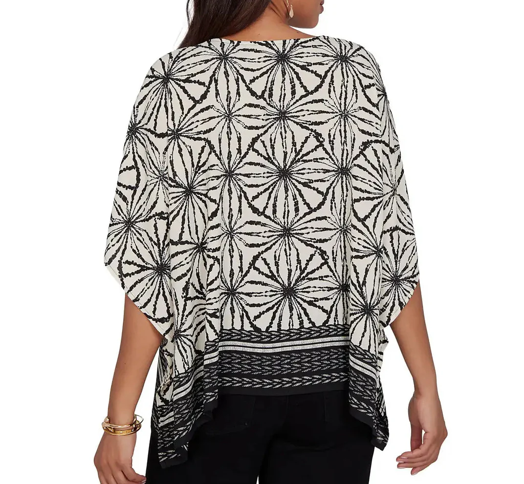 Ruby Road Womens Geo Border Print Crepe Short Sleeve T-Shirt - Image 2