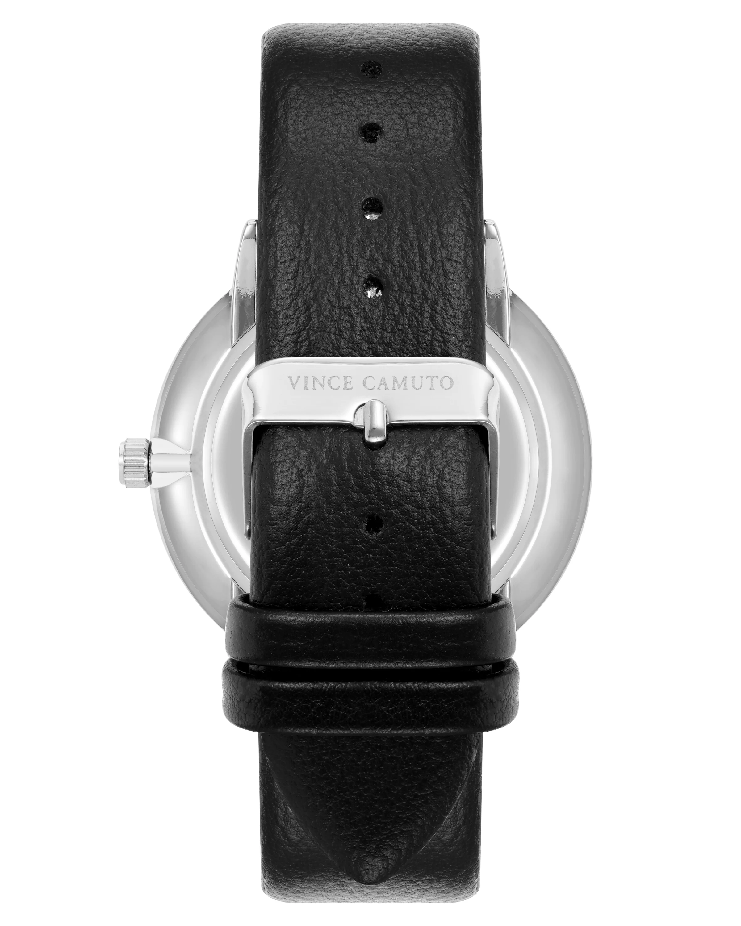 Vince Camuto Mens Silver-Tone Multi-Function Black Silicone Strap Watch - Image 3