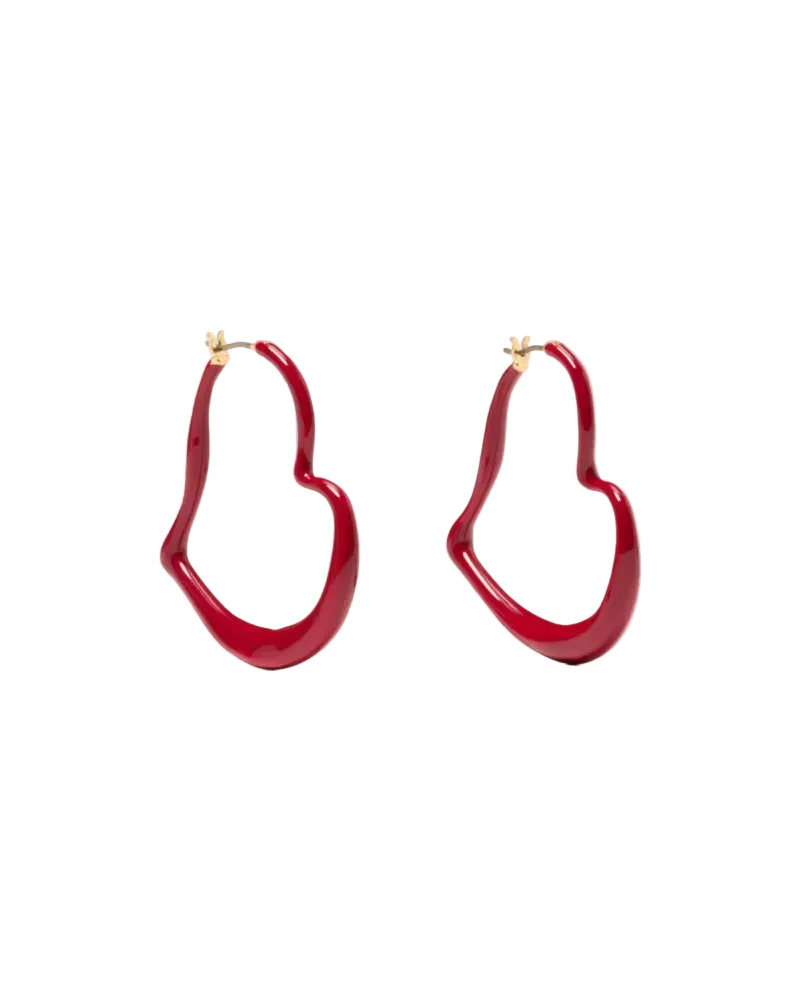 Kate Spade Red Heart Huggies Hoop Earrings
