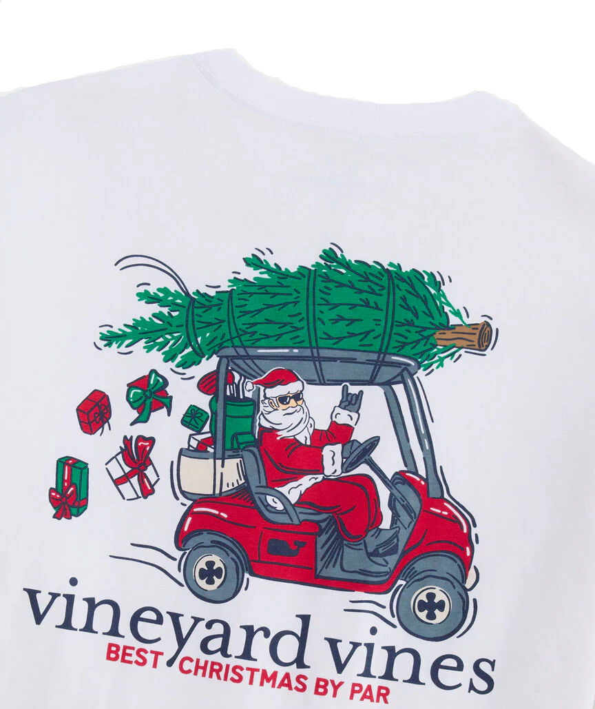 Vineyard Vines Mens Best Christmas By Par Long-Sleeve Pocket T-Shirt - Image 2