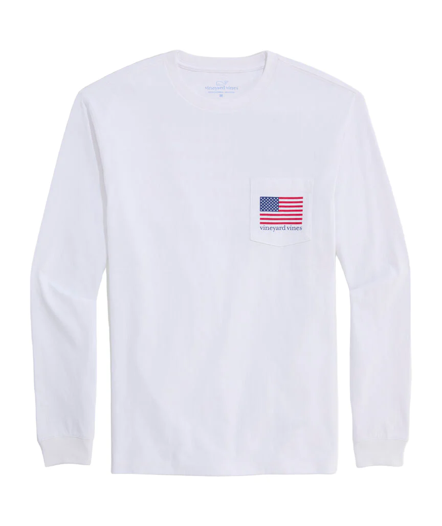 Vineyard Vines Men’s Pong Flag Long-Sleeve Pocket T-Shirt - Image 2
