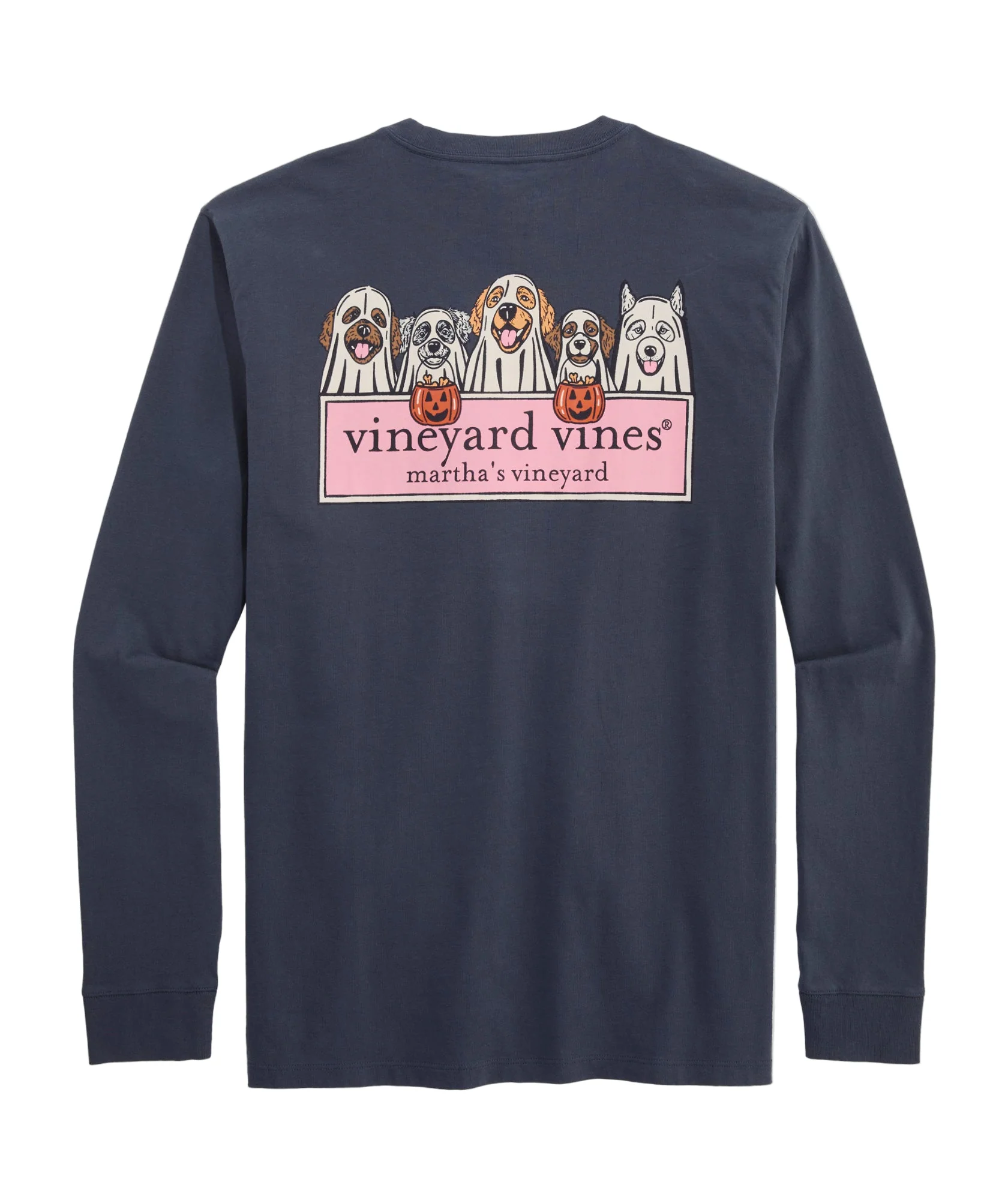 Vineyard Vines Mens Ghost Pups Logo Box Long-Sleeve Pocket T-Shirt