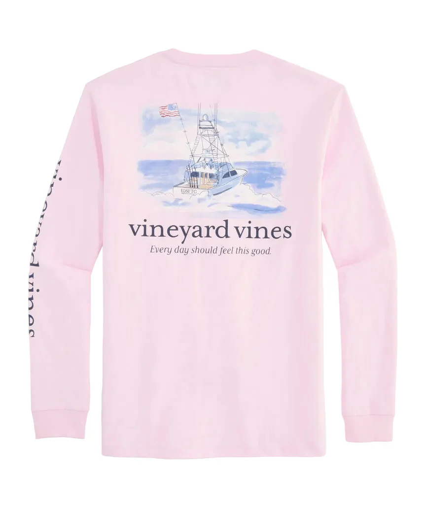 Vineyard Vines Mens Painted Sportfisher Scenic Long-Sleeve Pocket T-Shirt