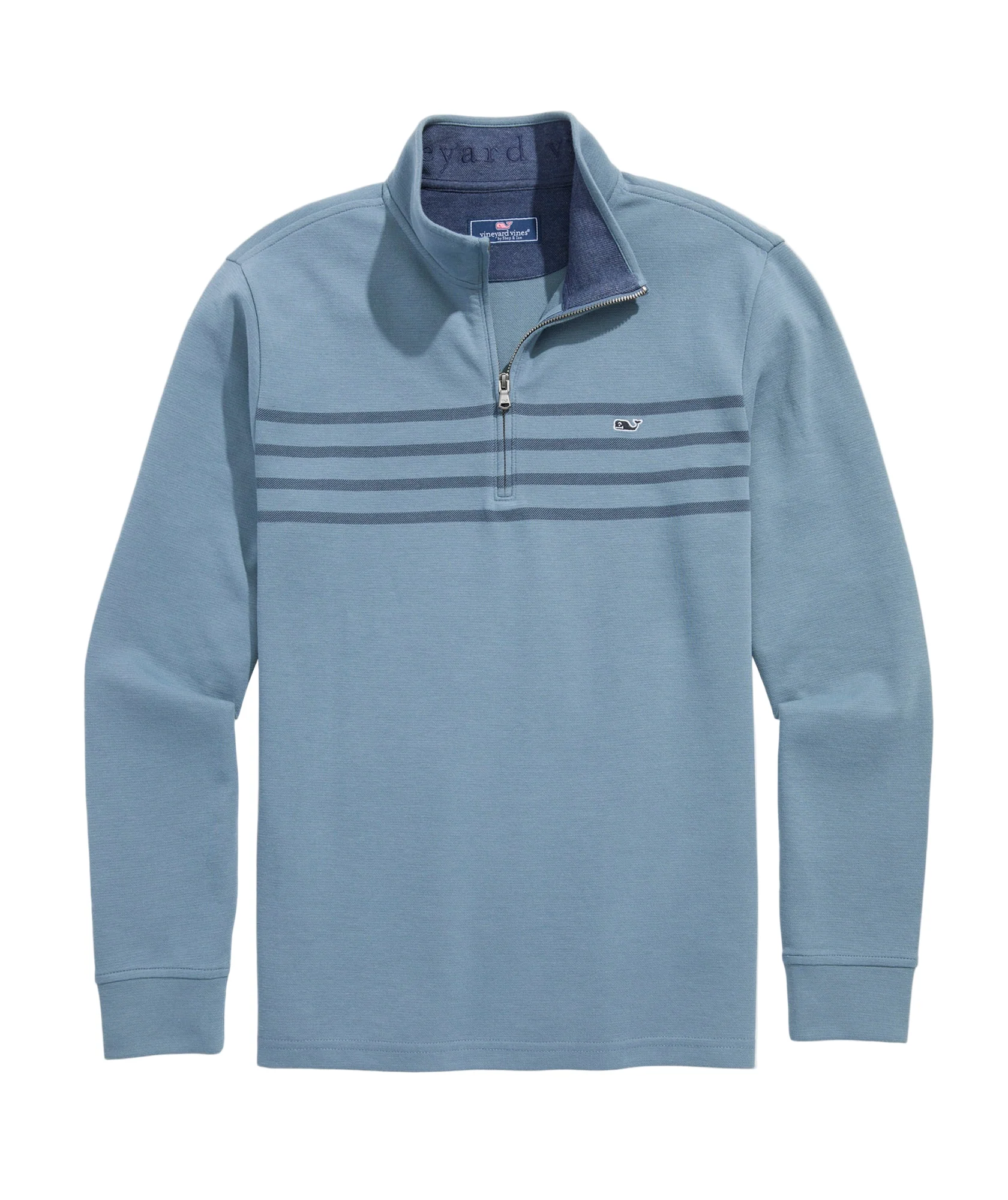 Vineyard Vines Mens Breton Stripe Saltwater Quarter-Zip Long Sleeve Shirt