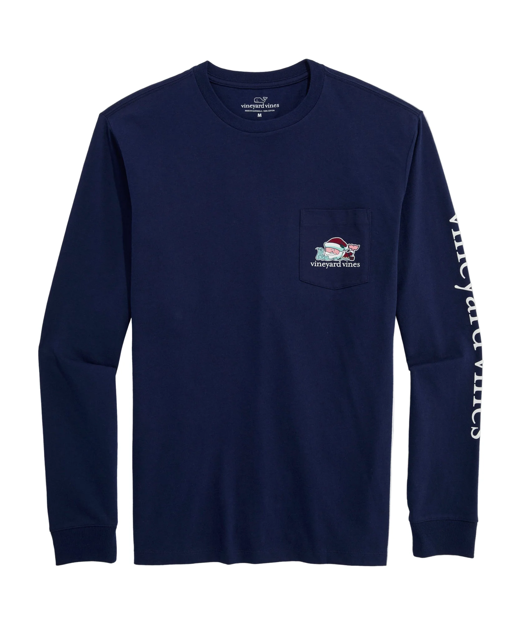 Vineyard Vines Mens Santa Whale List Long-Sleeve Pocket T-Shirt - Image 2