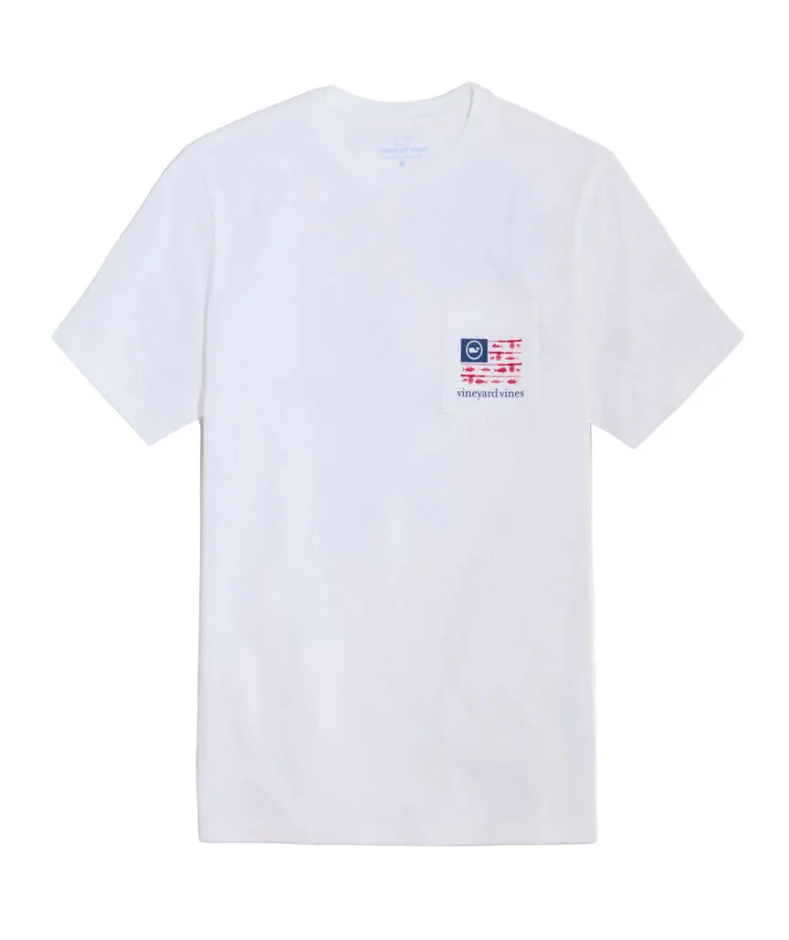 Vineyard Vines Mens USA Reel Flag Short-Sleeve Pocket T-Shirt - Image 2