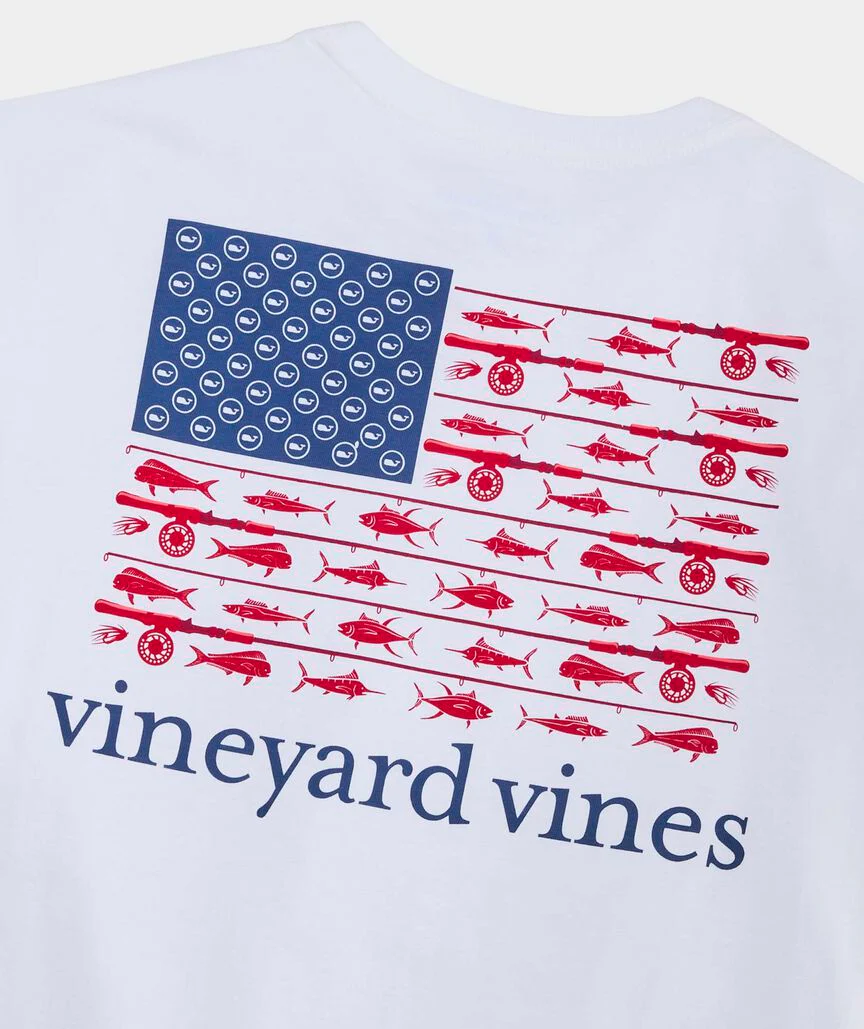 Vineyard Vines Mens USA Reel Flag Short-Sleeve Pocket T-Shirt - Image 3