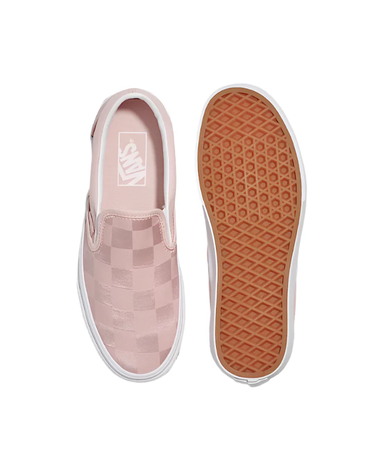 Vans Checkerboard Satin Classic Slip-On Sneakers - Unisex Sizing - Image 4