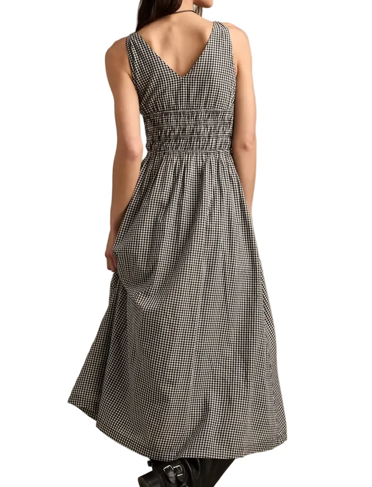 Lucky Brand Womens V-Neck Smocked Waist Midi Dress - Image 2