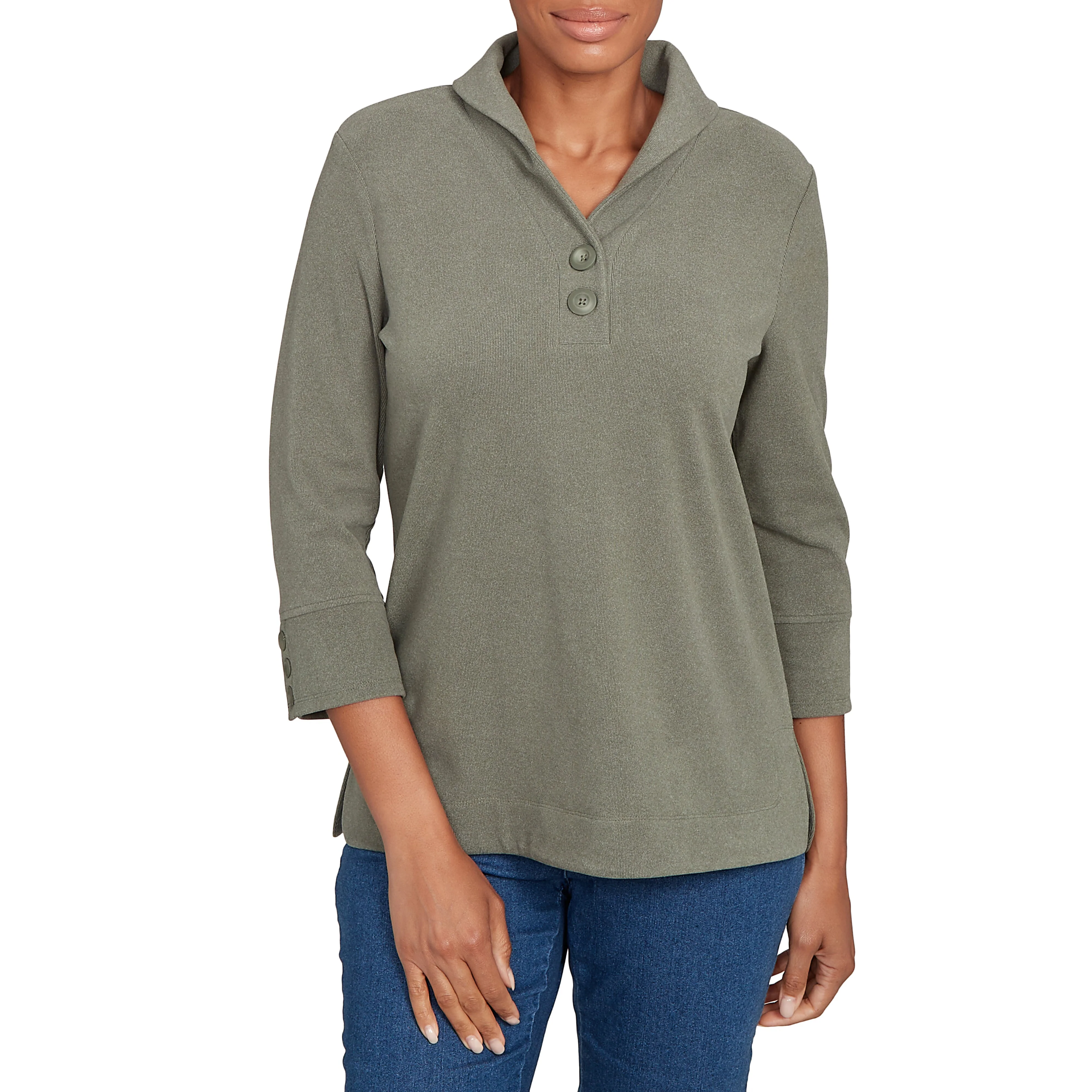Ruby Rd. Womens V Neck Collar Ribbed Pullover Top - Image 2
