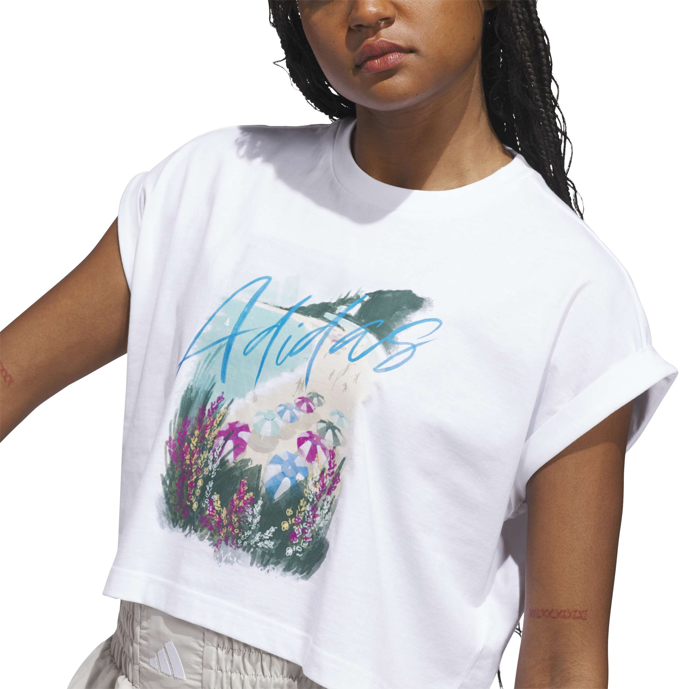 adidas Womens Summer Romance Graphic Short Sleeve T-Shirt - Image 2