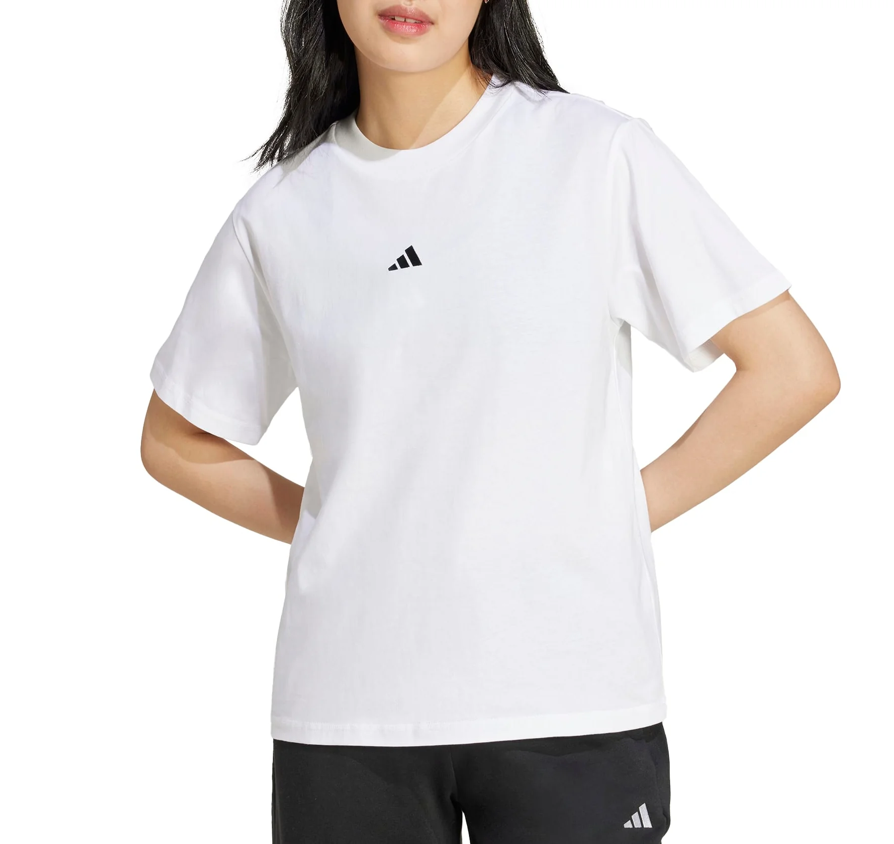 adidas Womens Essentials Small Logo Cotton Short Sleeve T-Shirt - Image 2