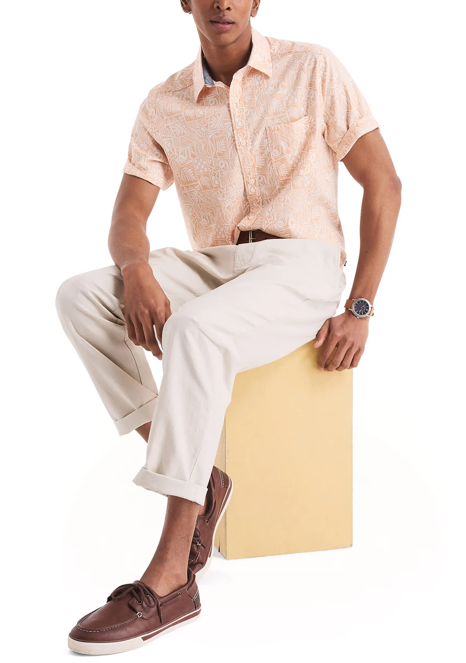 Nautica Mens Tencel Cotton Printed Short Sleeve Shirt - Image 4