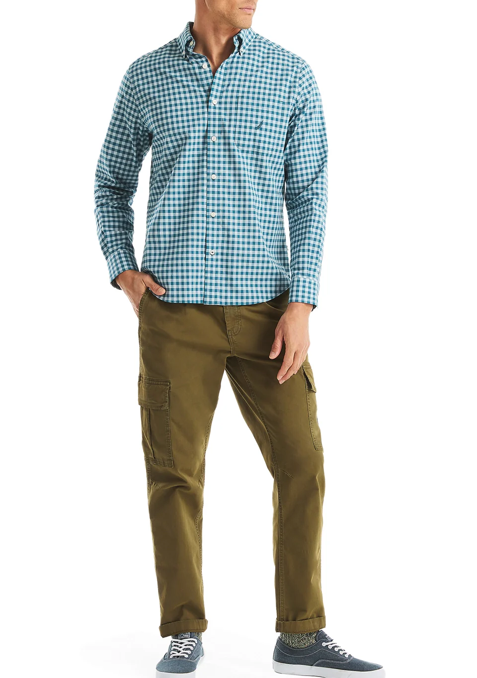 Nautica Mens Tencel Plaid Long Sleeve Shirt - Image 4