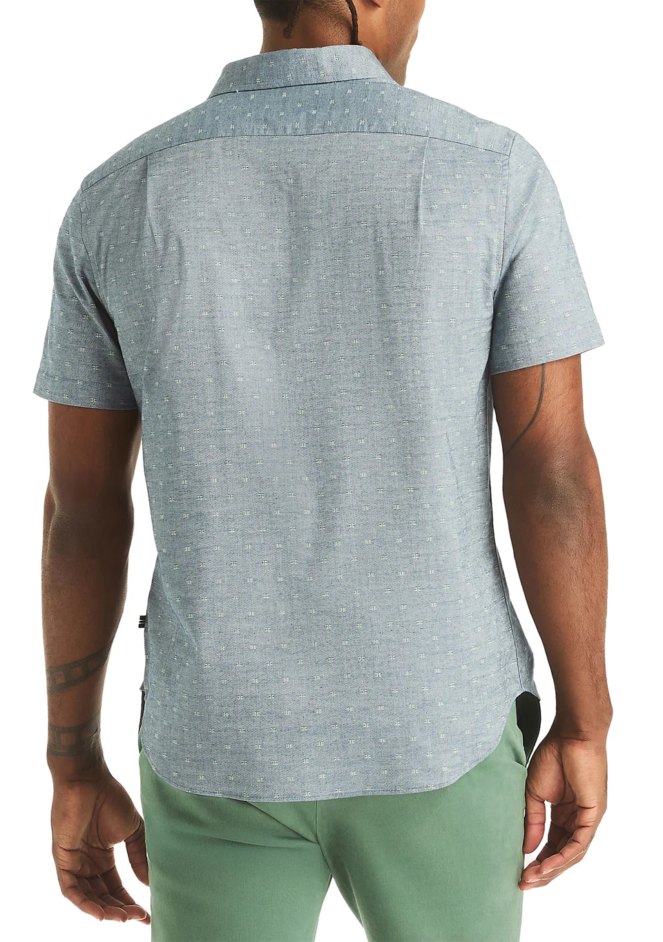 Nautica Mens Oxford Dobby Woven Button Up Short Sleeve Shirt - Image 2