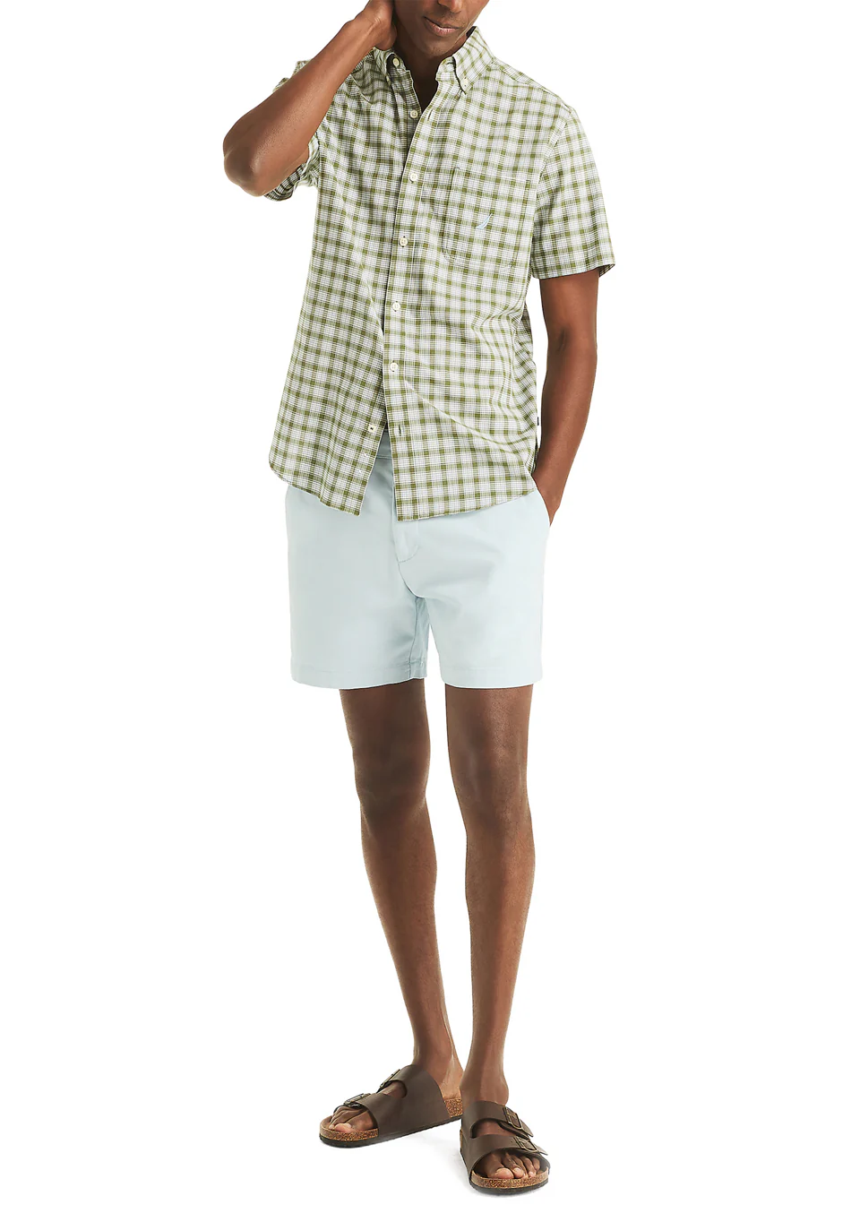 Nautica Mens Sustainably Crafted Tencel Striped Short Sleeve Button Down Shirt - Image 4