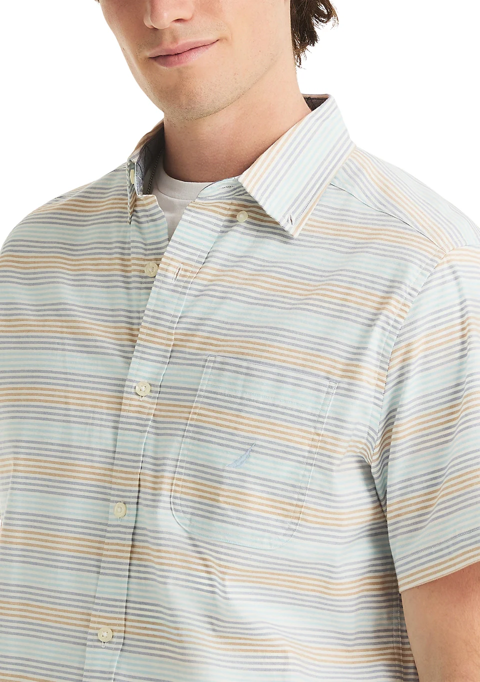 Nautica Mens Oxford Striped Short Sleeve T-Shirt - Image 3