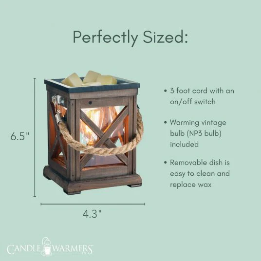Candle Warmers Etc. Walnut & Rope Vintage Bulb Illumination Fragrance Warmer - Image 4