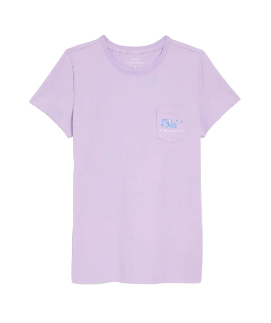 Vineyard Vines Womens Hibiscus Block Print Dynamic Whale Short-Sleeve Pocket T-Shirt - Image 2