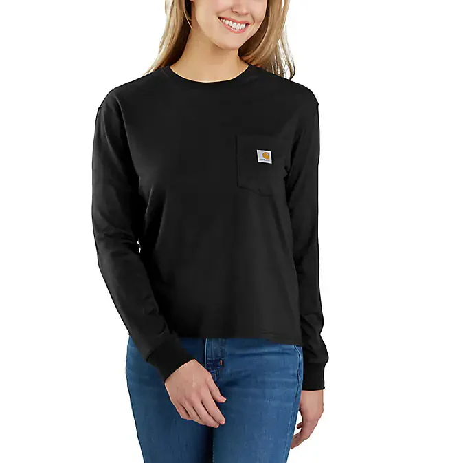 Carhartt Womens Tencel Fiber Series Loose Fit Crewneck Pocket Long Sleeve T-Shirt - Image 3