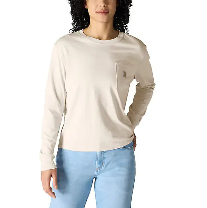 Carhartt Womens Tencel Fiber Series Loose Fit Crewneck Pocket Long Sleeve T-Shirt - Image 5