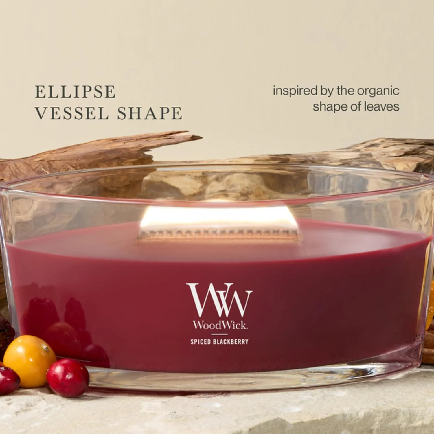 Woodwick Spiced Blackberry Ellipse Candle - 16 oz. - Image 4