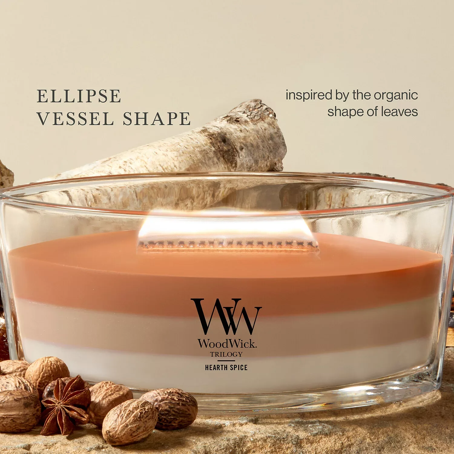 WoodWick Hearth Spice Trilogy Ellipse Candle - 16 oz. - Image 4