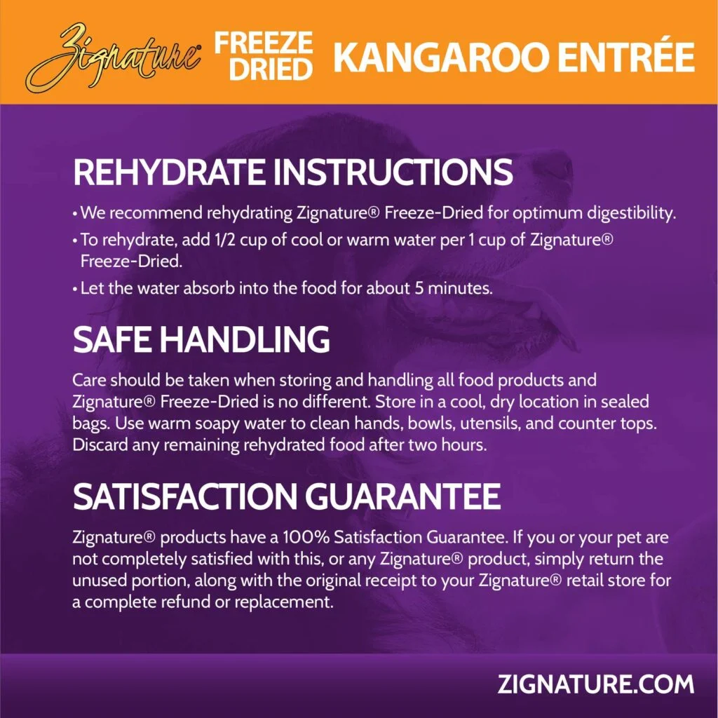 Zignature Original Freeze Dried Kangaroo Entrée Dry Dog Food - 4 oz. - Image 7