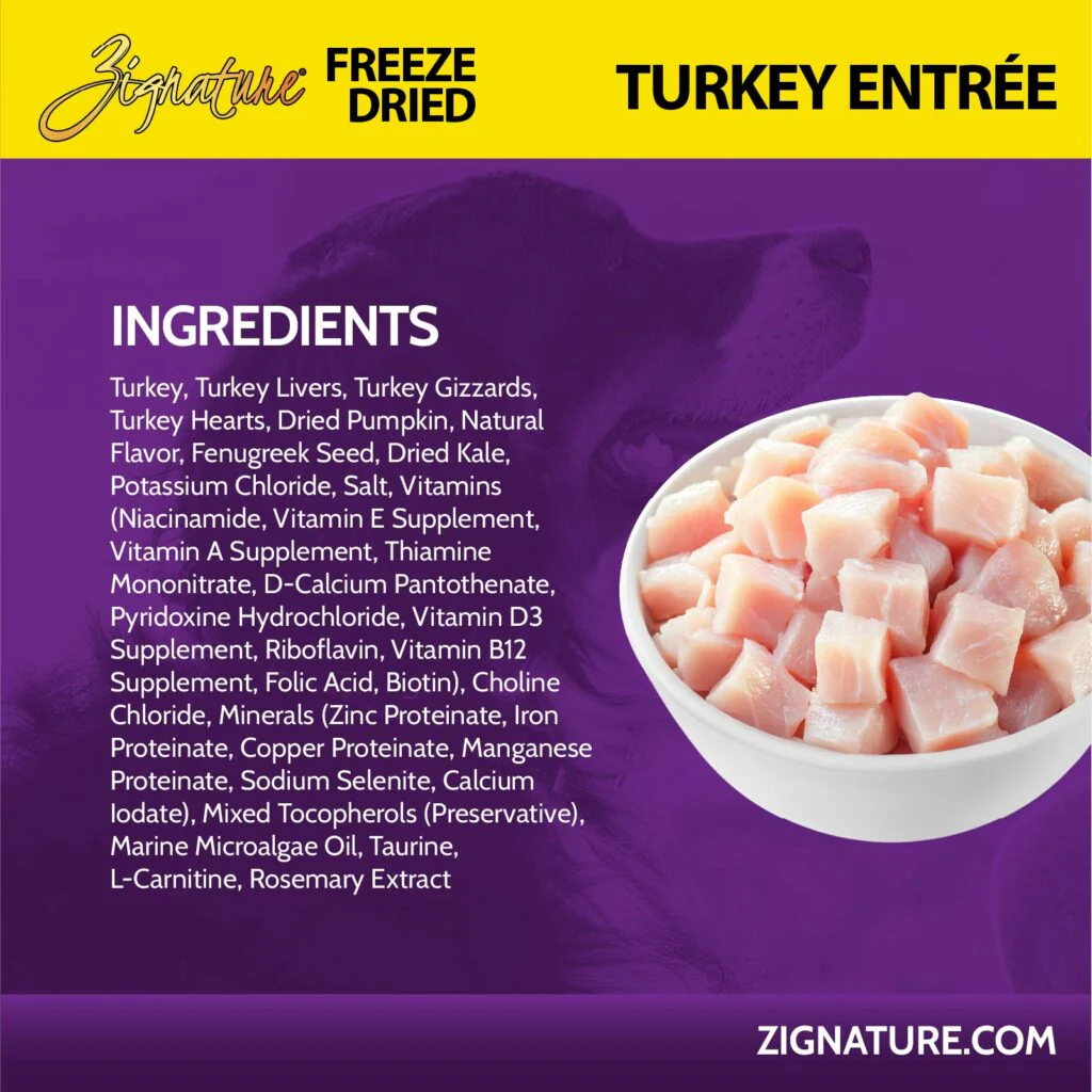 Zignature Original Freeze Dried Turkey Entrée Dry Dog Food - 4 oz. - Image 4