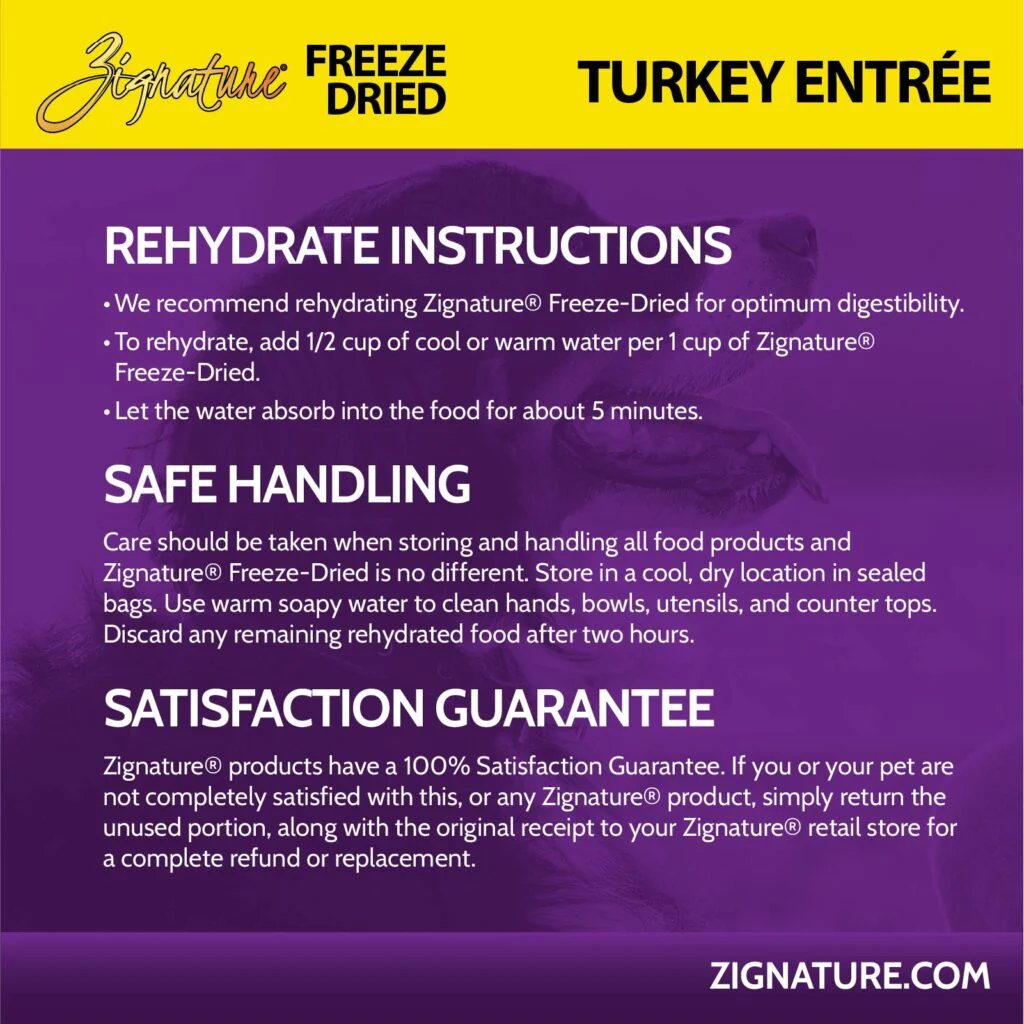 Zignature Original Freeze Dried Turkey Entrée Dry Dog Food - 4 oz. - Image 7